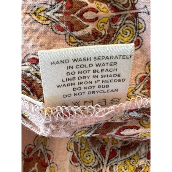 Roller Rabbit Paisley Print Caftan Dress Women’s S Pink Multi Side Slits Buttons - Picture 8 of 12